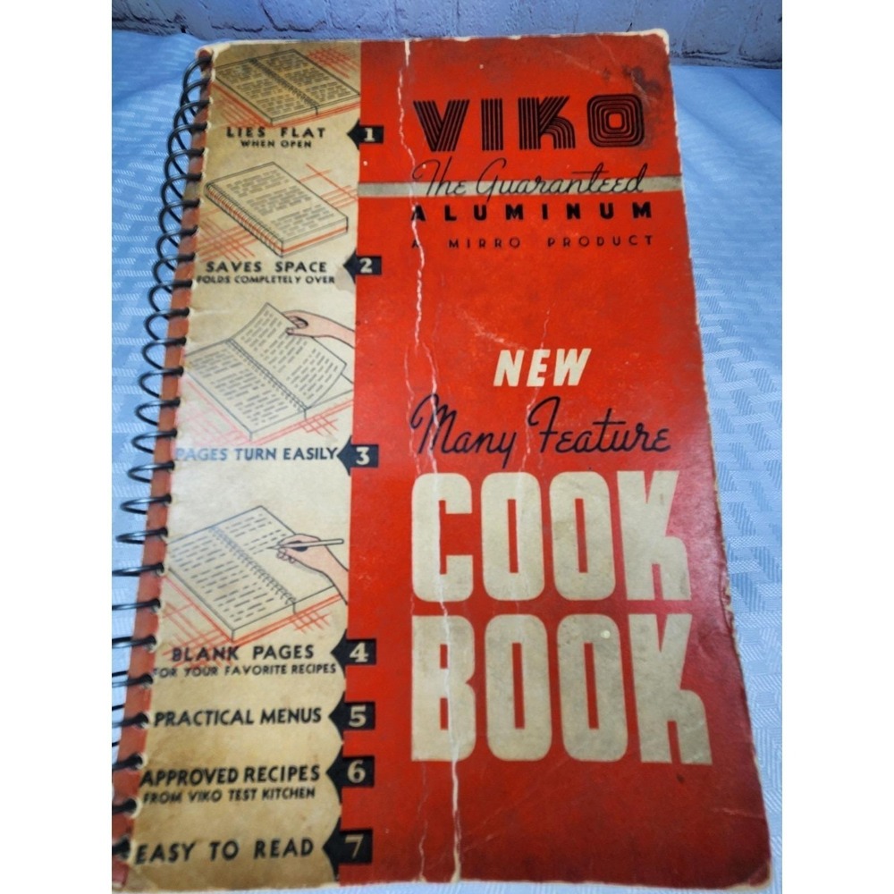 Vintage 1939 Viko (miro)‎ Guaranteed Aluminum Many Feature Cookbook spiral bound